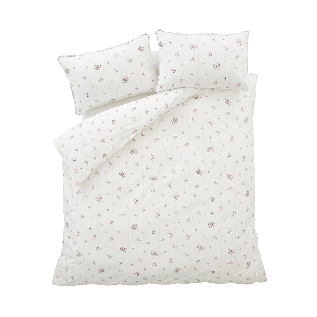 Bianca Vintage Rosebud Lace 200TC Cotton Duvet Cover Set Cream