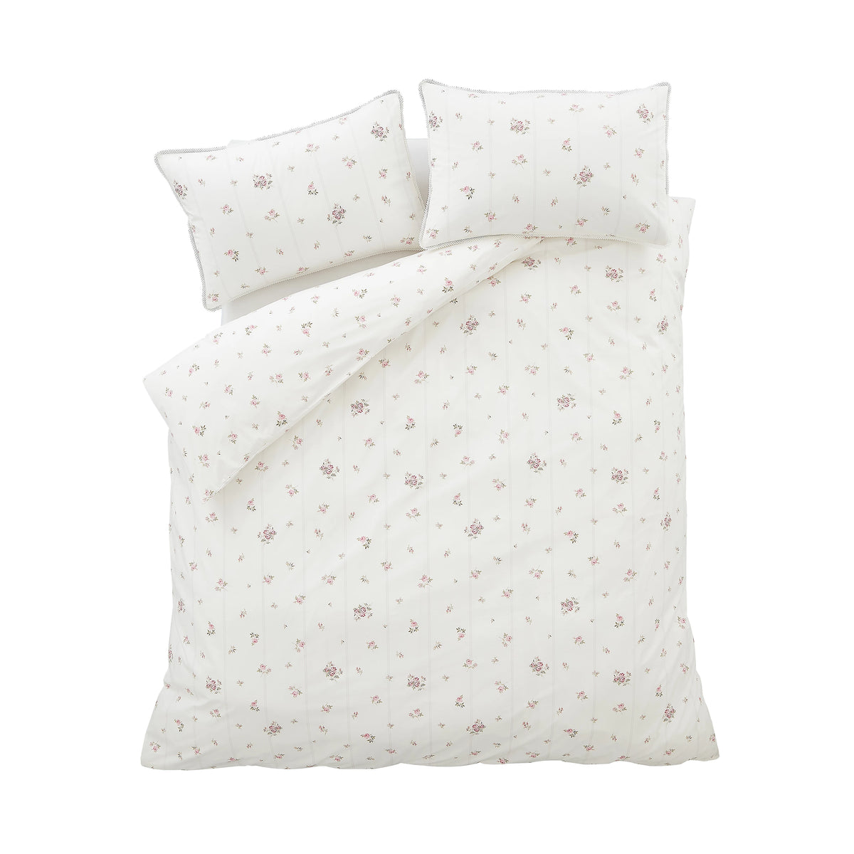 Bianca Vintage Rosebud Lace 200TC Cotton Duvet Cover Set Cream