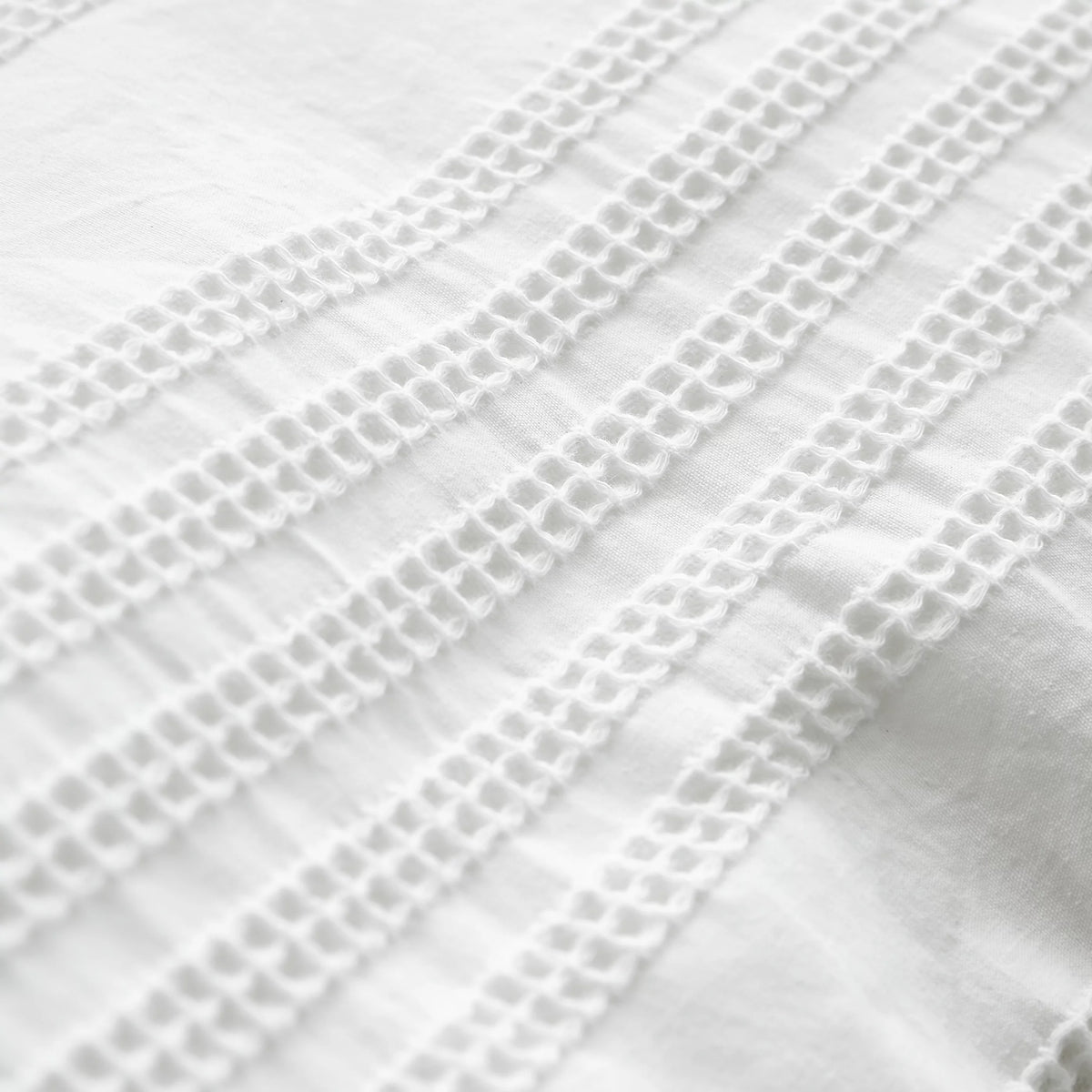 Bianca Fine Linens Waffle Cotton Stripe Duvet Cover Set White