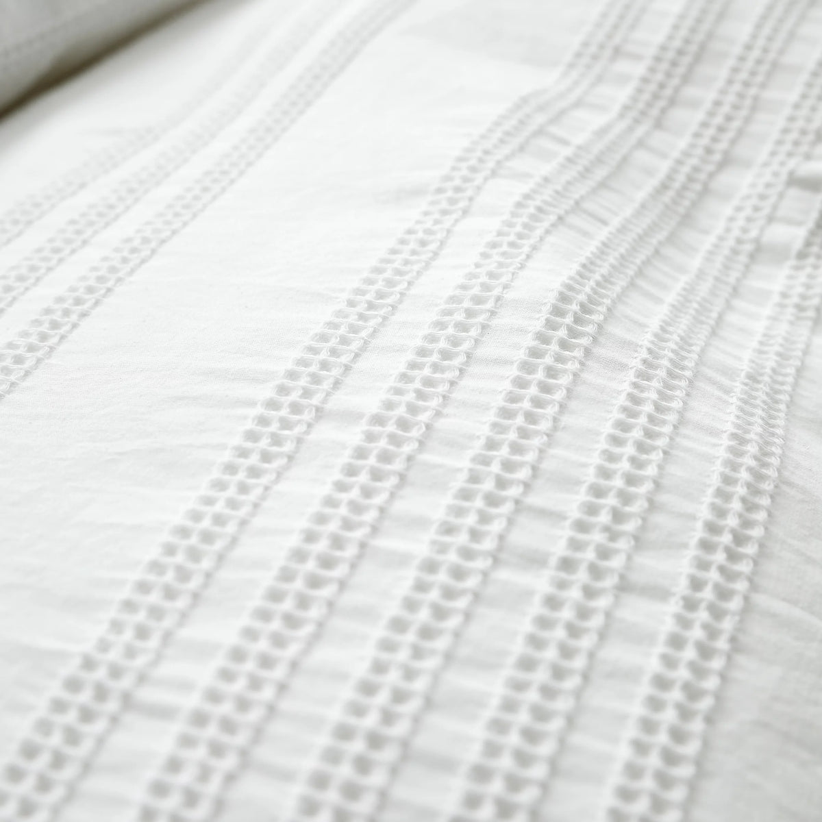 Bianca Fine Linens Waffle Cotton Stripe Duvet Cover Set White