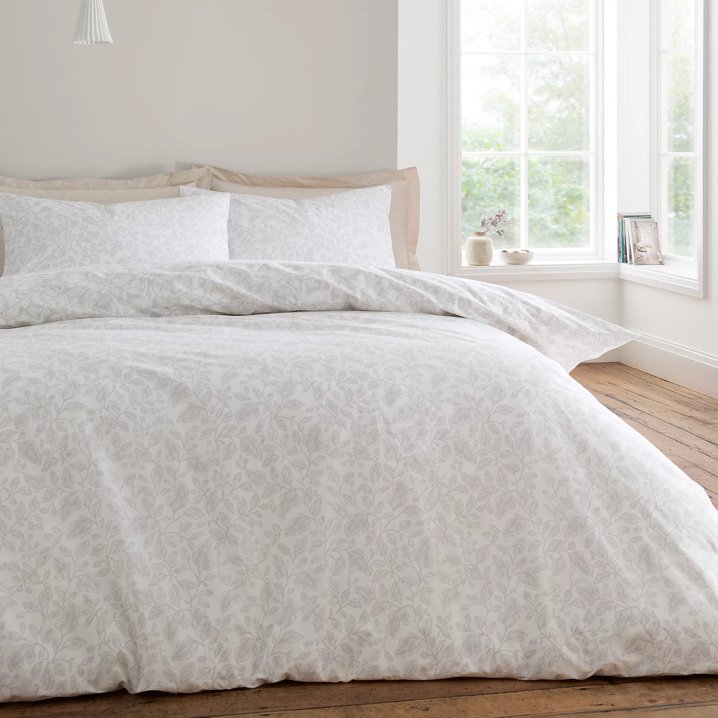 Bianca Woodland 200TC Cotton Reversible Duvet Cover Set Natural