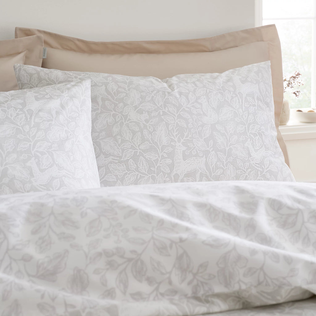 Bianca Woodland 200TC Cotton Reversible Duvet Cover Set Natural