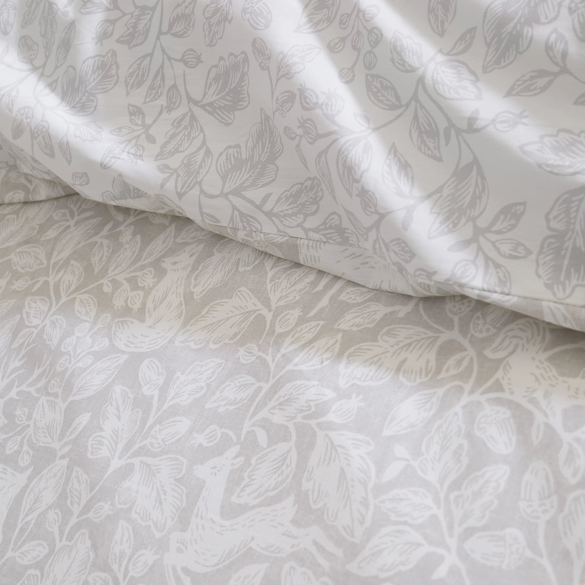 Bianca Woodland 200TC Cotton Reversible Duvet Cover Set Natural