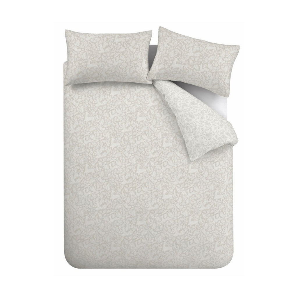 Bianca Woodland 200TC Cotton Reversible Duvet Cover Set Natural