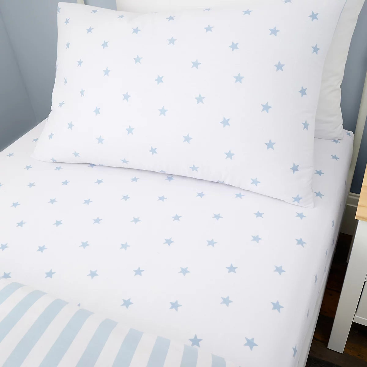 Bianca Mini Star & Stripes 100% Cotton Fitted Sheet in Blue