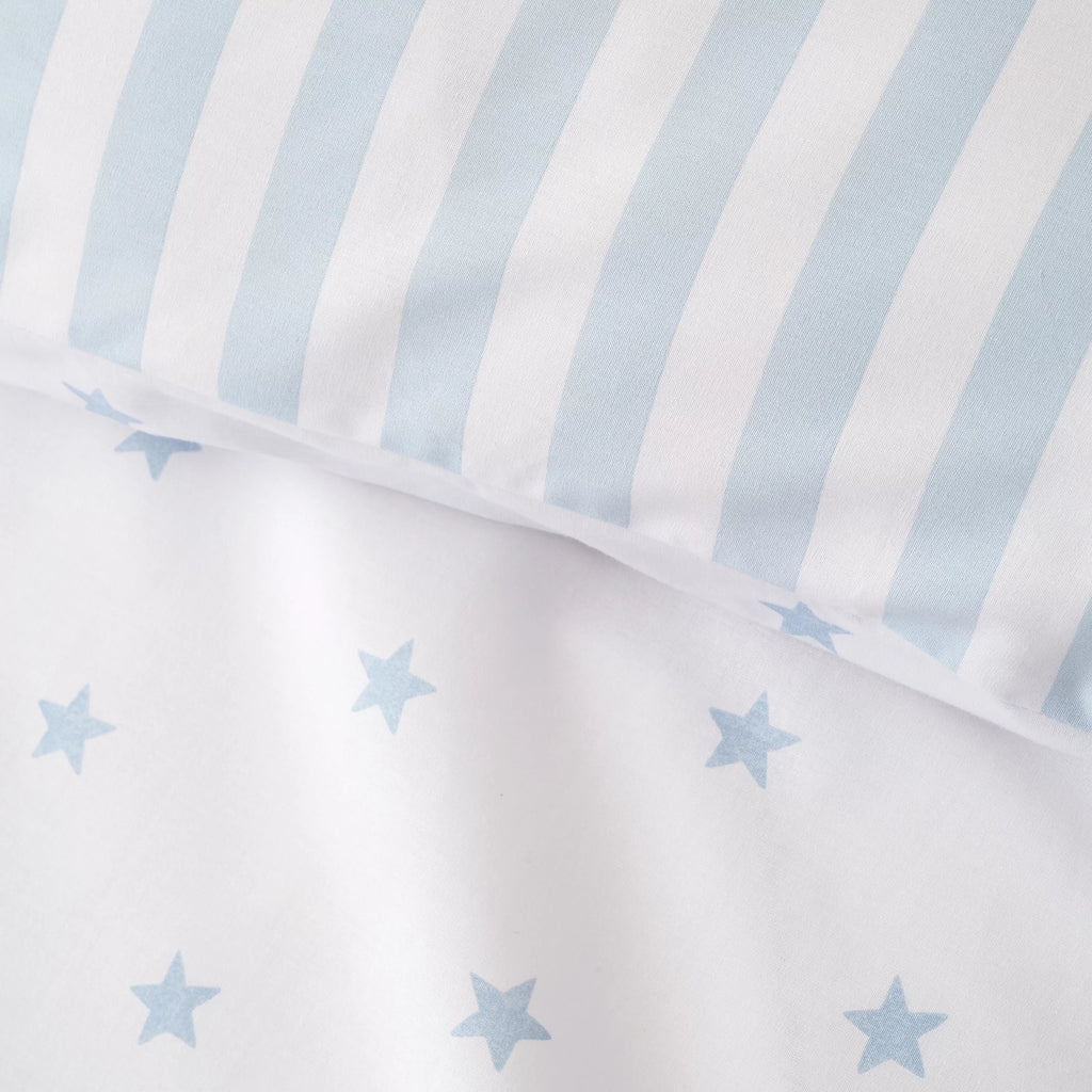Bianca Mini Star & Stripes Reversible 100% Cotton Duvet Cover Set in Blue