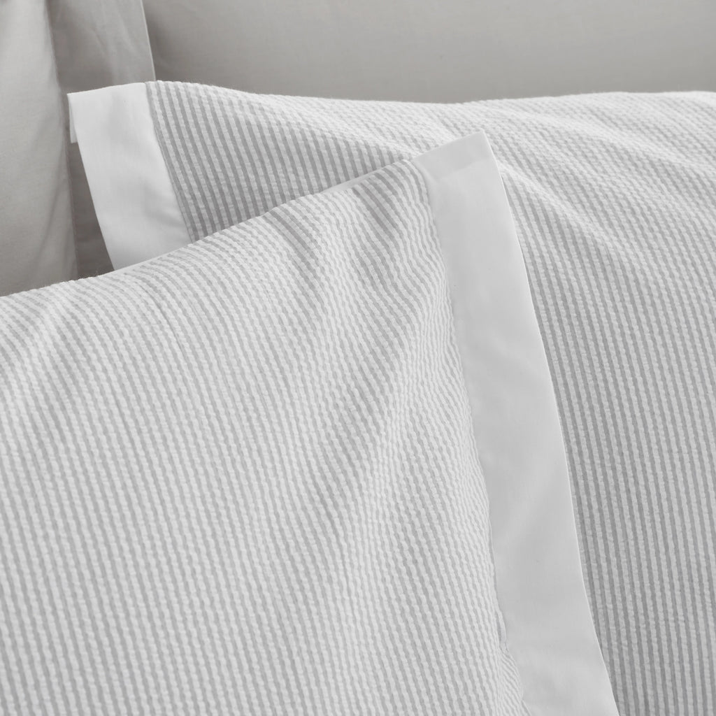 Bianca Seersucker Woven Stripe 200TC Cotton Duvet Cover Set Grey