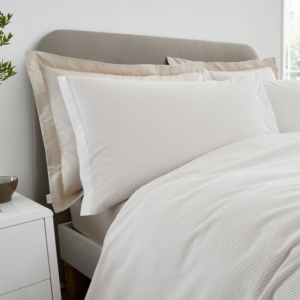 Bianca Seersucker Woven Stripe 200TC Cotton Duvet Set Natural