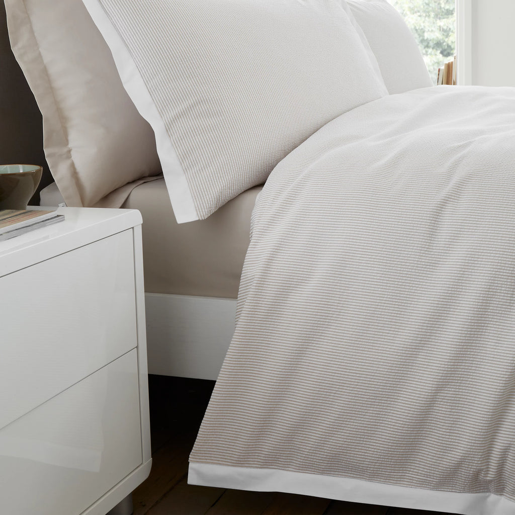 Bianca Seersucker Woven Stripe 200TC Cotton Duvet Set Natural