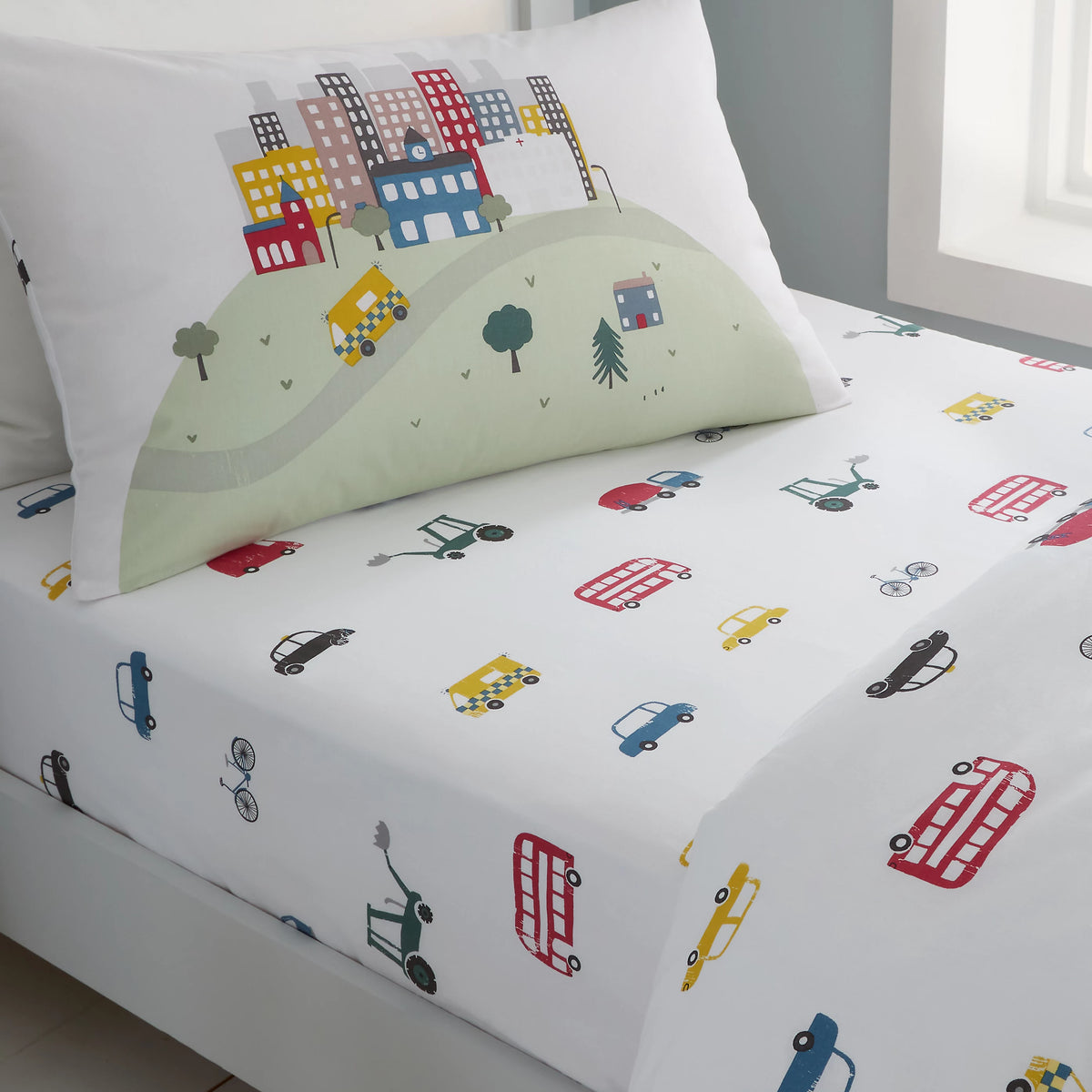 Little Bianca Transport Cotton Fitted Sheet White