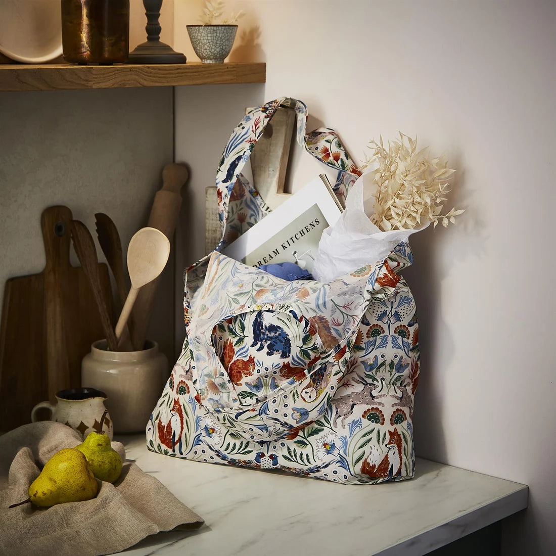 Ulster Weavers Blackthorn Foldable Tote Bag Medium in Beige