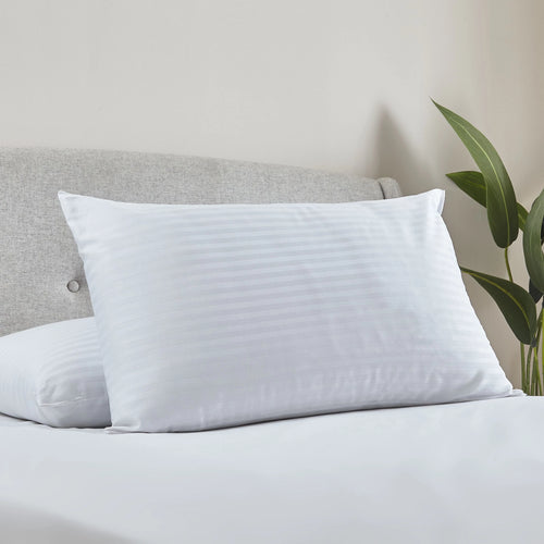 Catherine Lansfield 200TC Hotel Satin Stripe Pillow Pair White