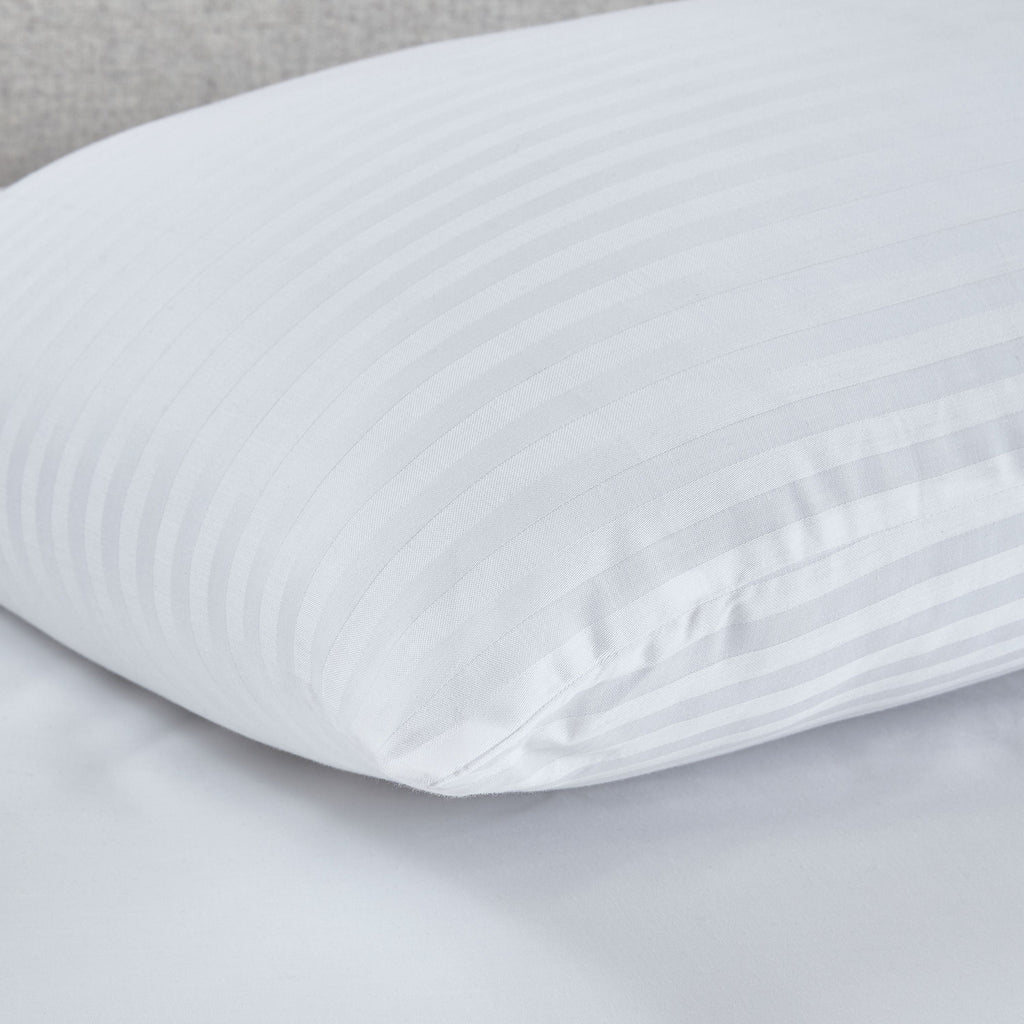 Catherine Lansfield 200TC Hotel Satin Stripe Pillow Pair White