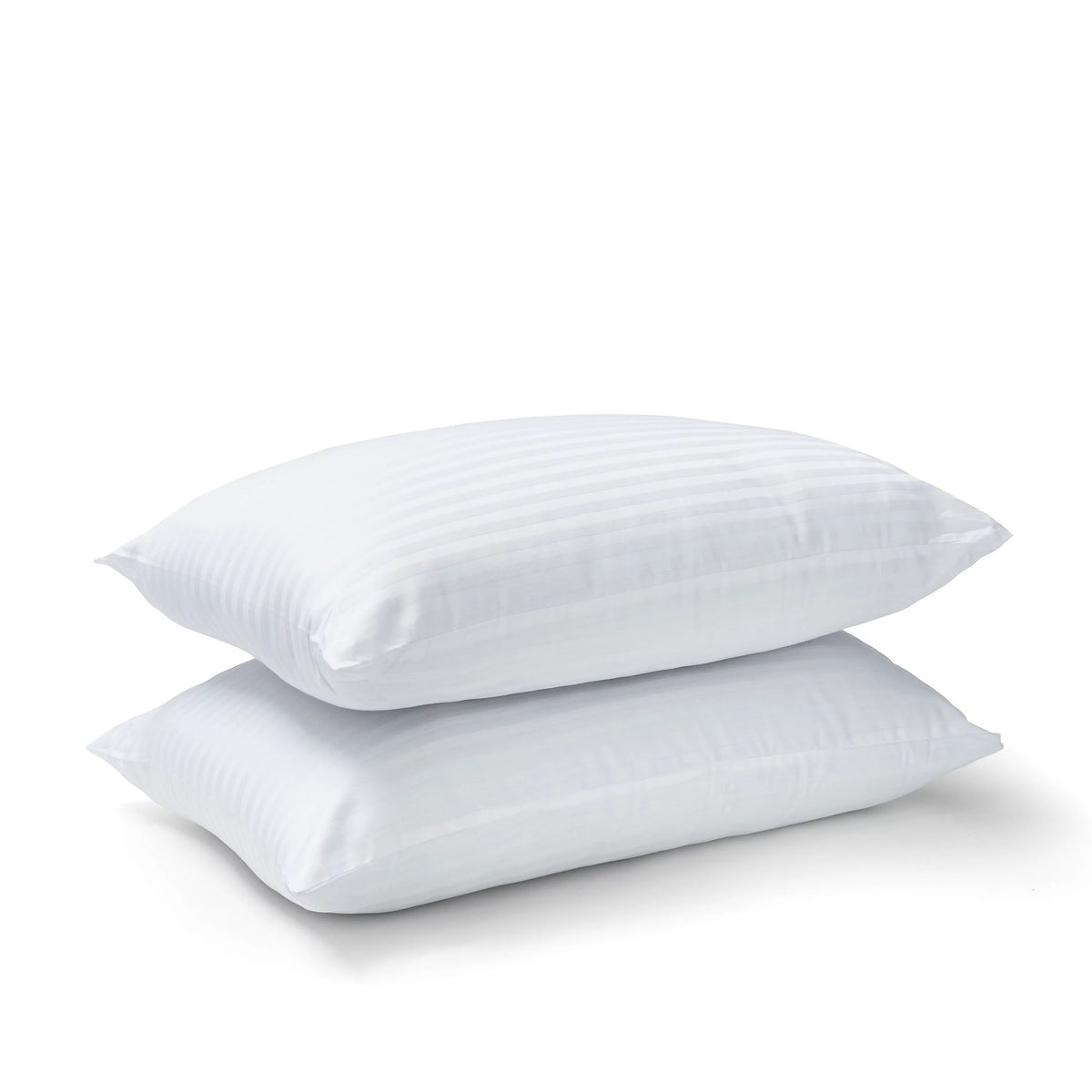 Catherine Lansfield 200TC Hotel Satin Stripe Pillow Pair White