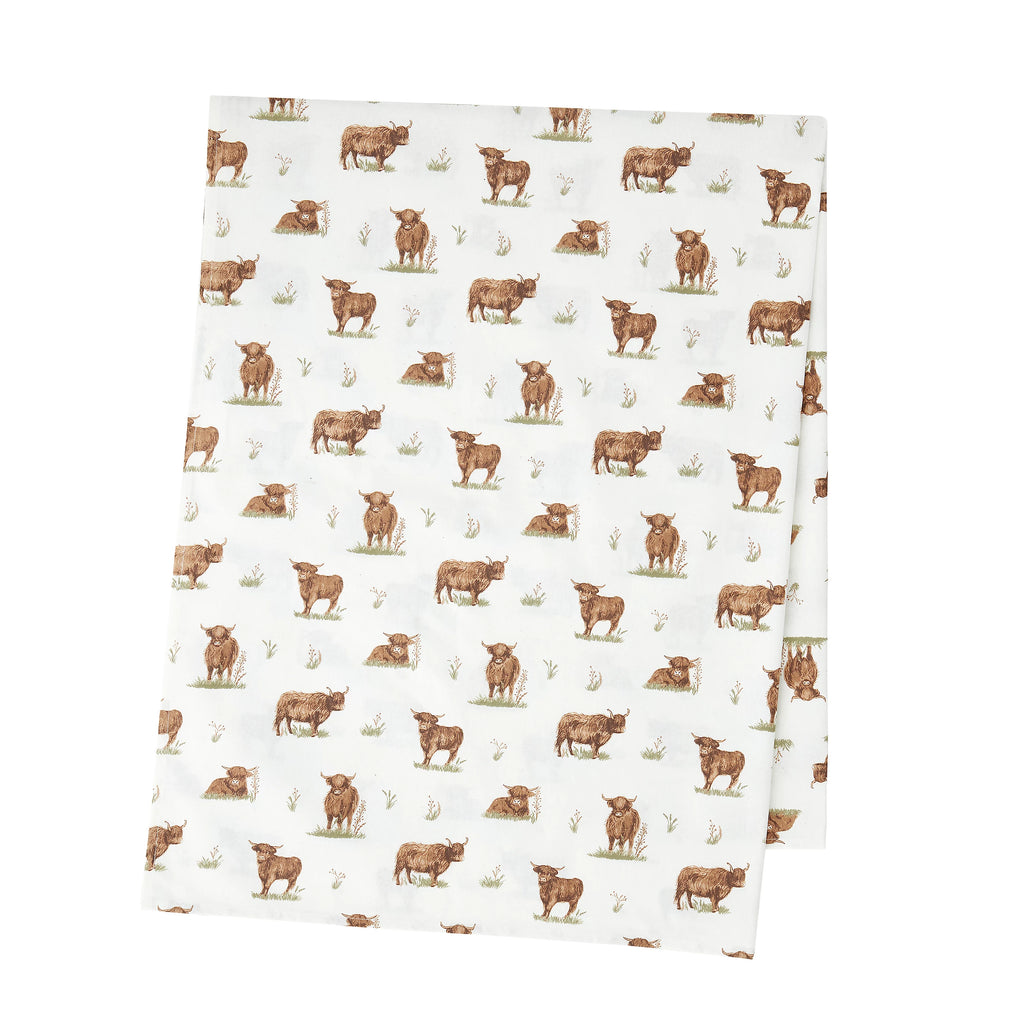 Catherine Lansfield Angus Highland Cow Cotton Table Cloth in Natural
