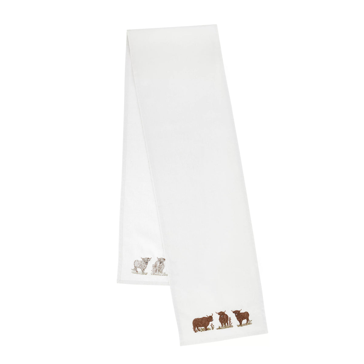 Catherine Lansfield Angus Highland Cow Cotton Dining Table Runner in Natural