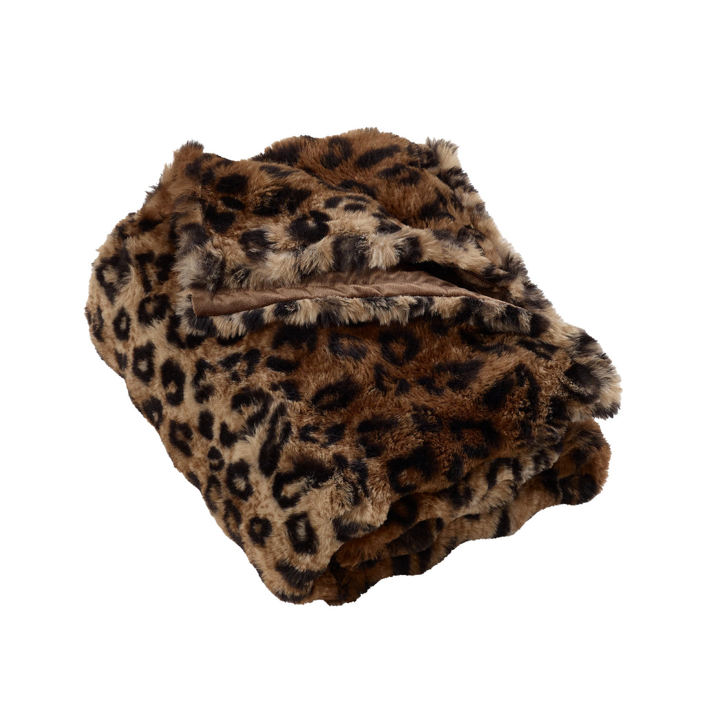 Catherine Lansfield Brown Animal Print Faux Fur Blanket Throw
