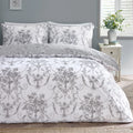 Catherine Lansfield Grey Antoinette Damask Floral Reversible Duvet Cover Set