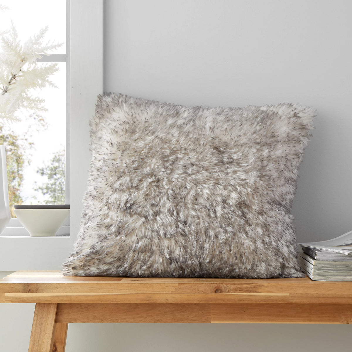 Catherine Lansfield Arctic Fox Cosy Faux Fur 45x45cm Cushion Grey