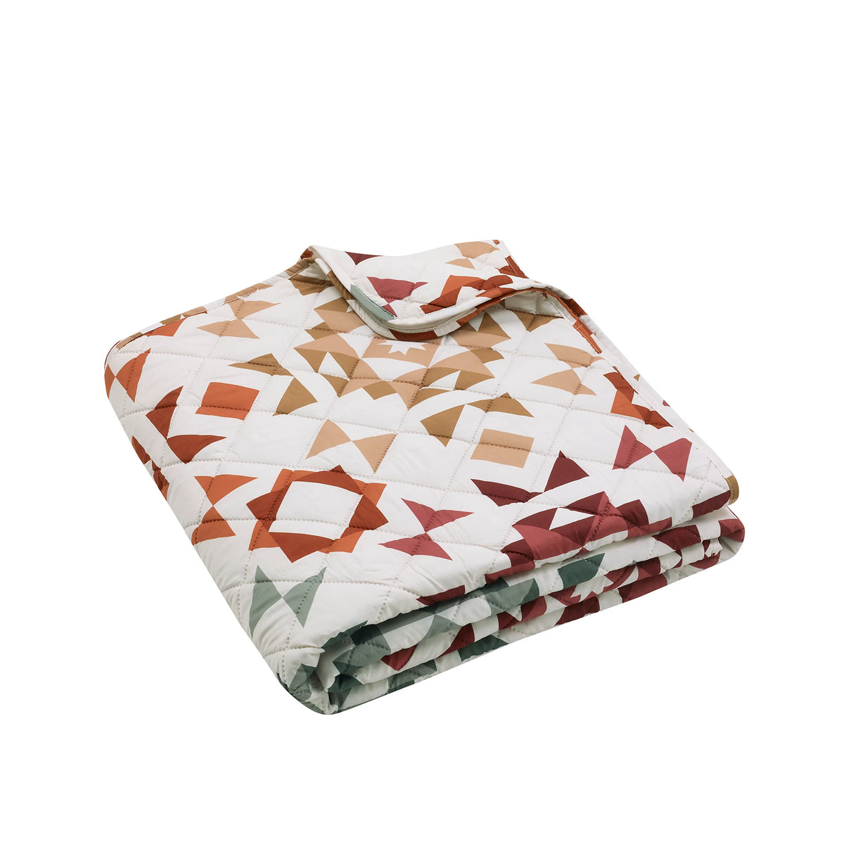Catherine Lansfield Autumn Patchwork Geo Quilted 220x230cm Bedspread Natural