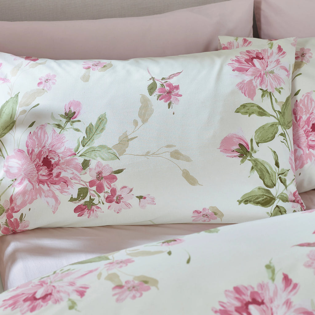 Catherine Lansfield Avebury Floral Reversible Duvet Cover Set Cream