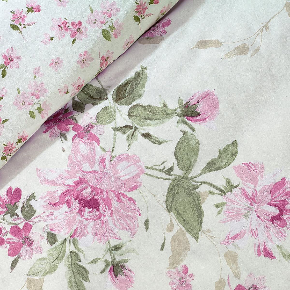 Catherine Lansfield Avebury Floral Reversible Duvet Cover Set Cream