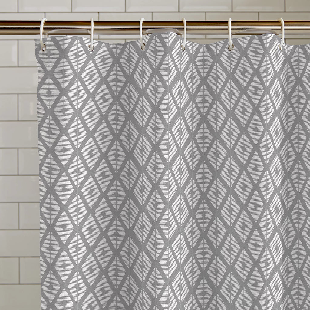 Catherine Lansfield Aztec Diamond Shower Curtain Panel in Silver Grey 180 x 180cm