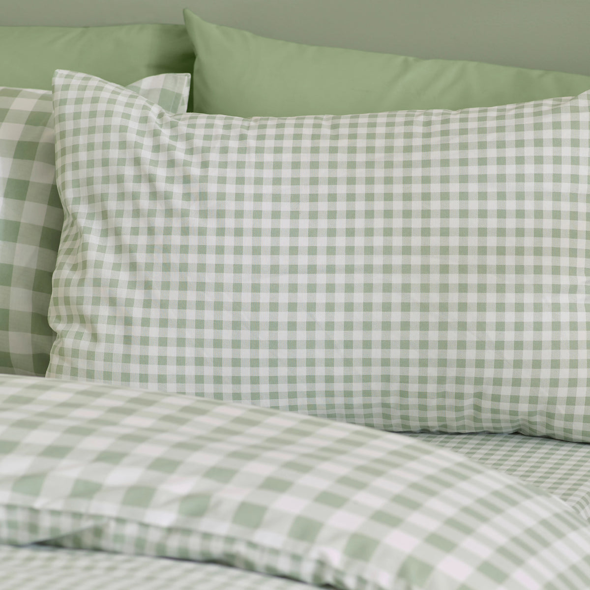 Catherine Lansfield Green Bamford Gingham Check Reversible Duvet Cover Set