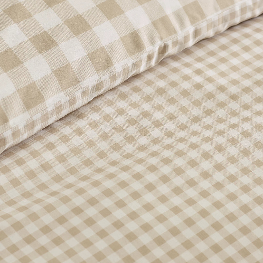 Catherine Lansfield Natural Bamford Gingham Check Reversible Duvet Cover Set