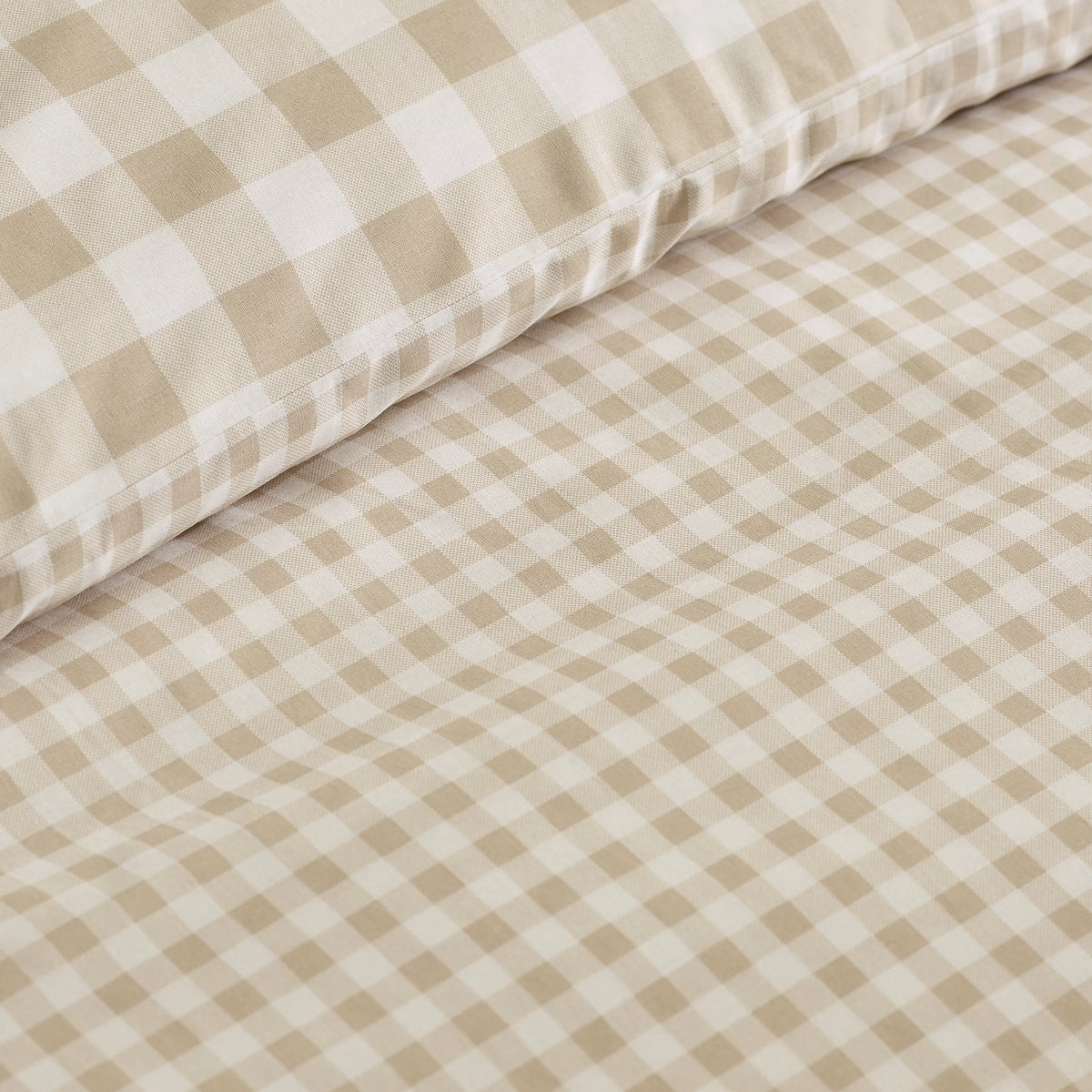 Catherine Lansfield Natural Bamford Gingham Check Reversible Duvet Cover Set