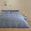 Catherine Lansfield Navy Blue Bamford Gingham Check Reversible Duvet Cover Set