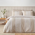 Catherine Lansfield Banded Stripe Reversible Duvet Cover Set Natural