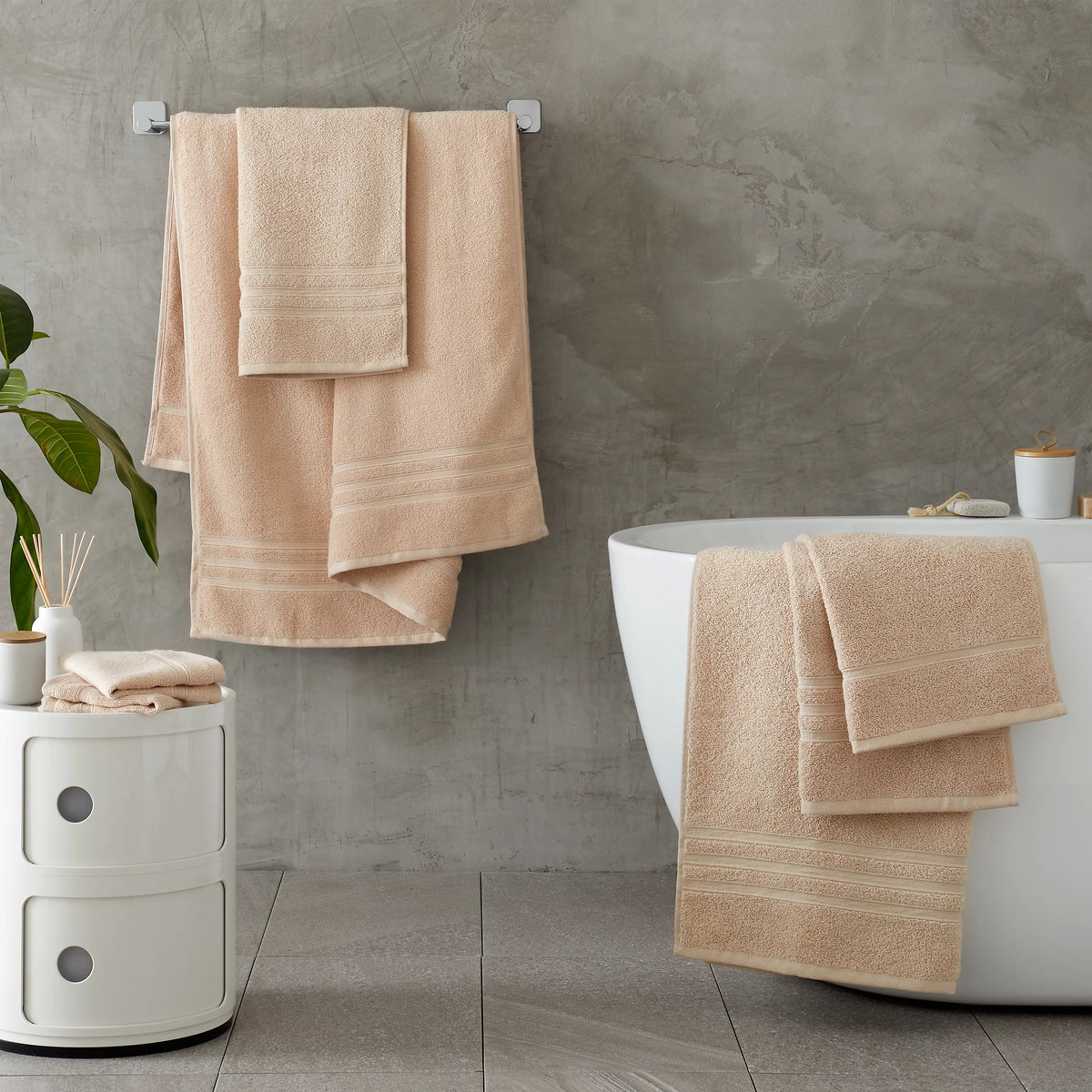 Catherine Lansfield Zero Twist 6 Piece Towel Bale Set Natural