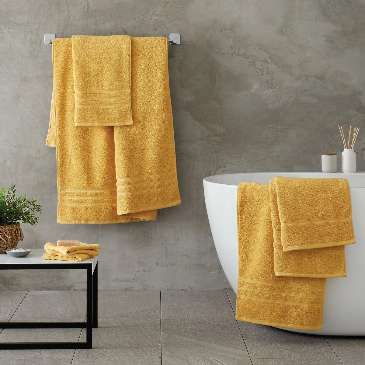 Catherine Lansfield Zero Twist 6 Piece Towel Bale Set Ochre