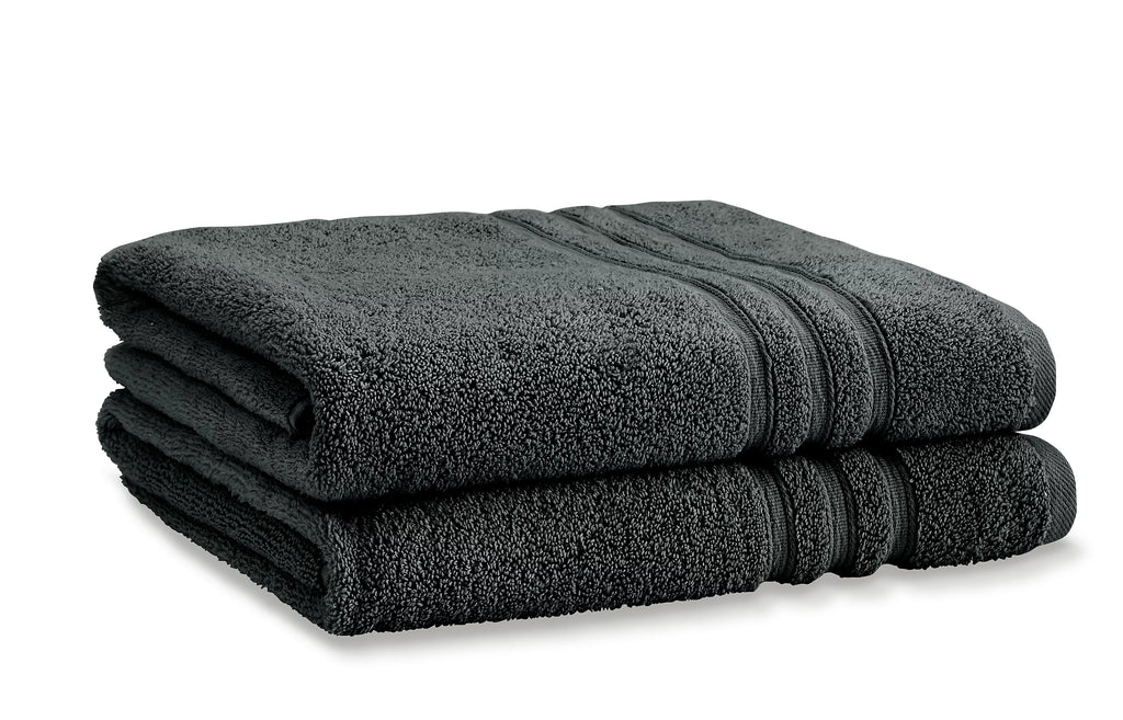 Catherine Lansfield Bathroom Zero Twist 500 GSM Soft & Absorbent Cotton Bath Sheet Pair in Charcoal