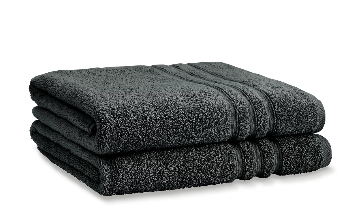 Catherine Lansfield Bathroom Zero Twist 500 GSM Soft & Absorbent Cotton Bath Sheet Pair in Charcoal
