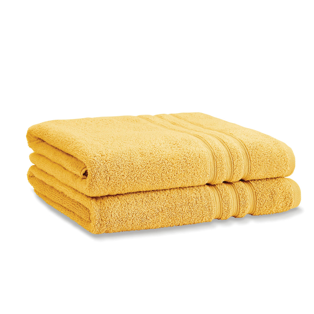 Catherine Lansfield Bathroom Zero Twist 500 GSM Soft & Absorbent Cotton Bath Sheet Pair in Ochre