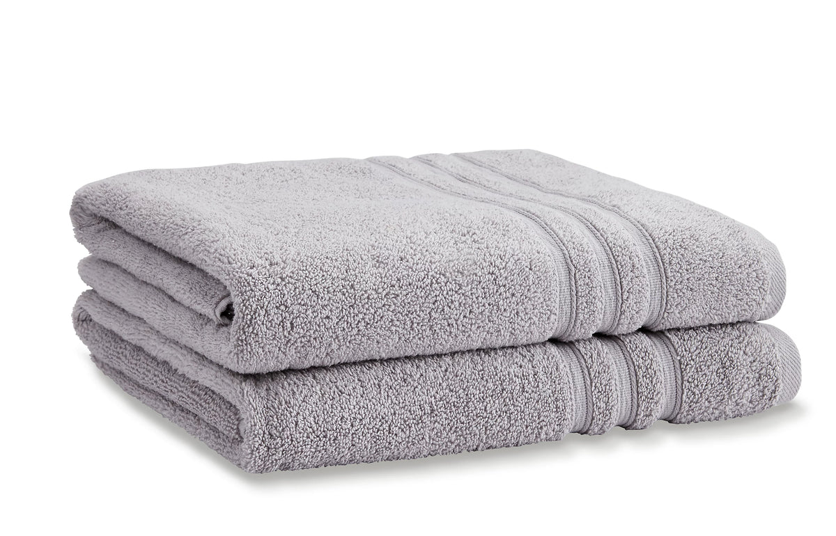 Catherine Lansfield Bathroom Zero Twist 500 GSM Soft & Absorbent Cotton Bath Sheet Pair in Silver
