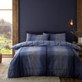 Catherine Lansfield Melrose Tweed Check Blue Brushed Cotton Duvet Set