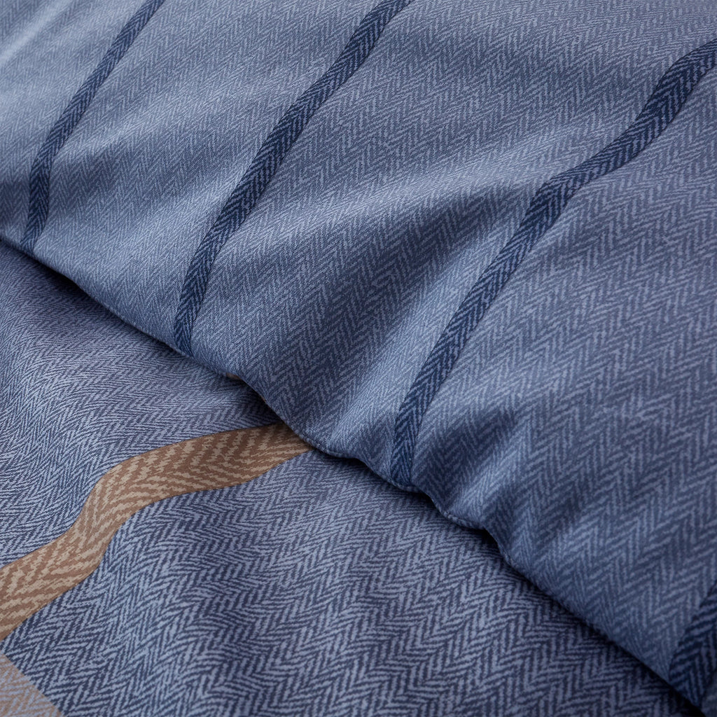 Catherine Lansfield Melrose Tweed Check Blue Brushed Cotton Duvet Set