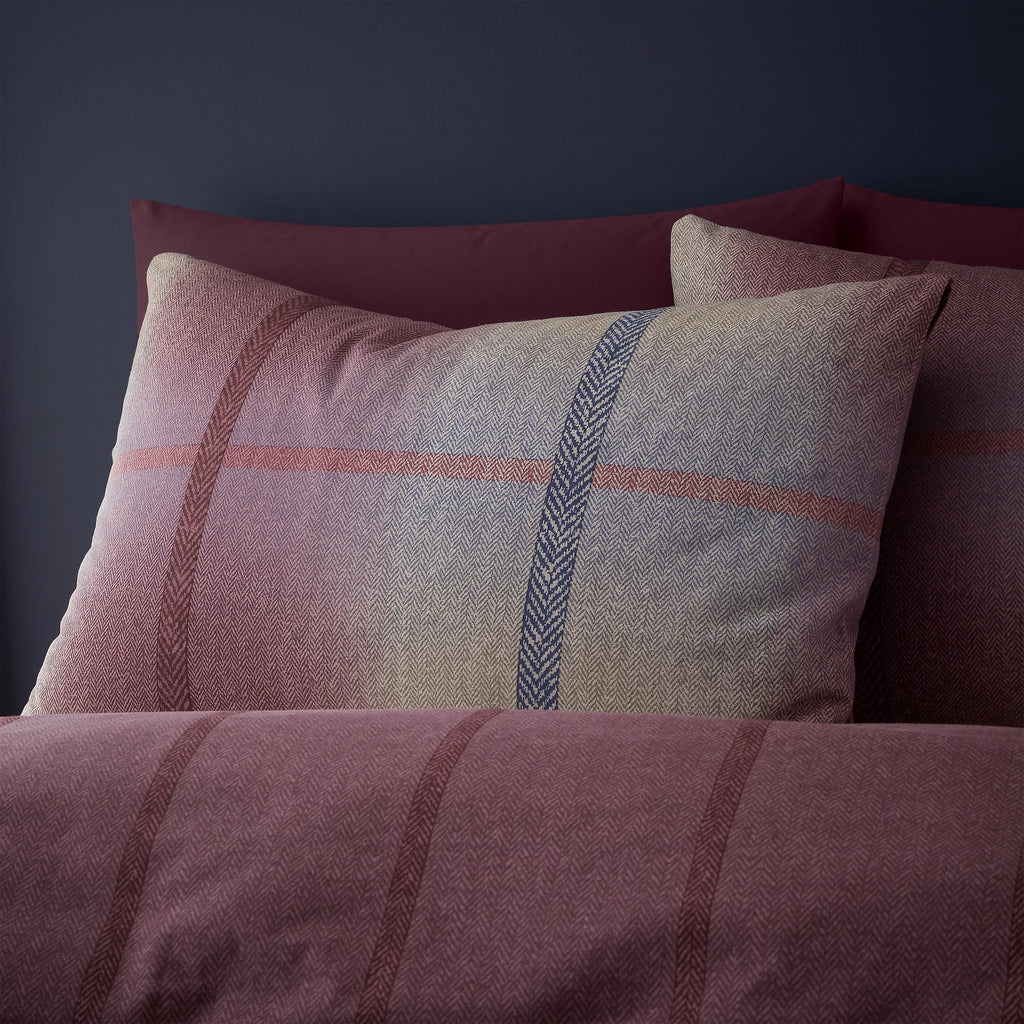 Catherine Lansfield Melrose Tweed Check Plum Brushed Cotton Duvet Set