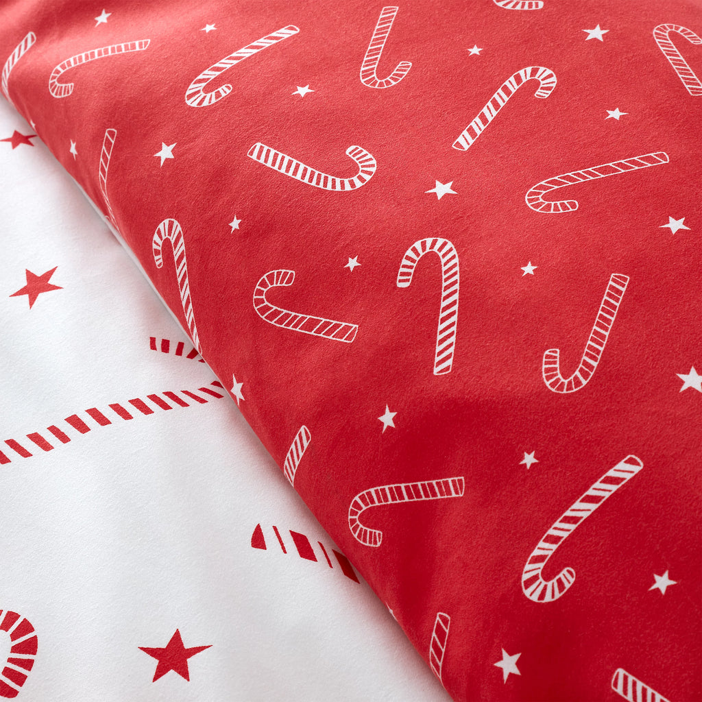 Catherine Lansfield Red White Christmas Candy Cane Duvet Cover Set