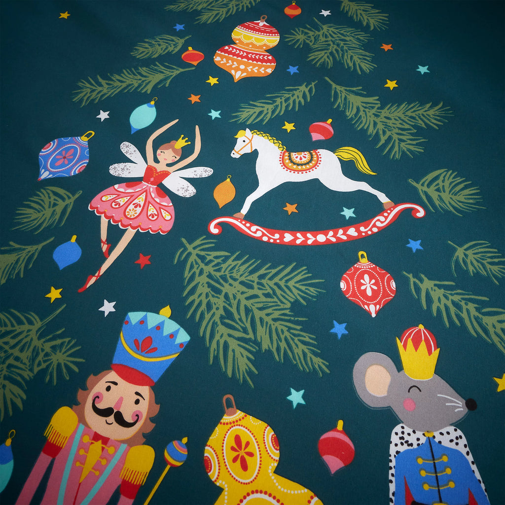 Catherine Lansfield Christmas Nutcracker Green Duvet Cover Set