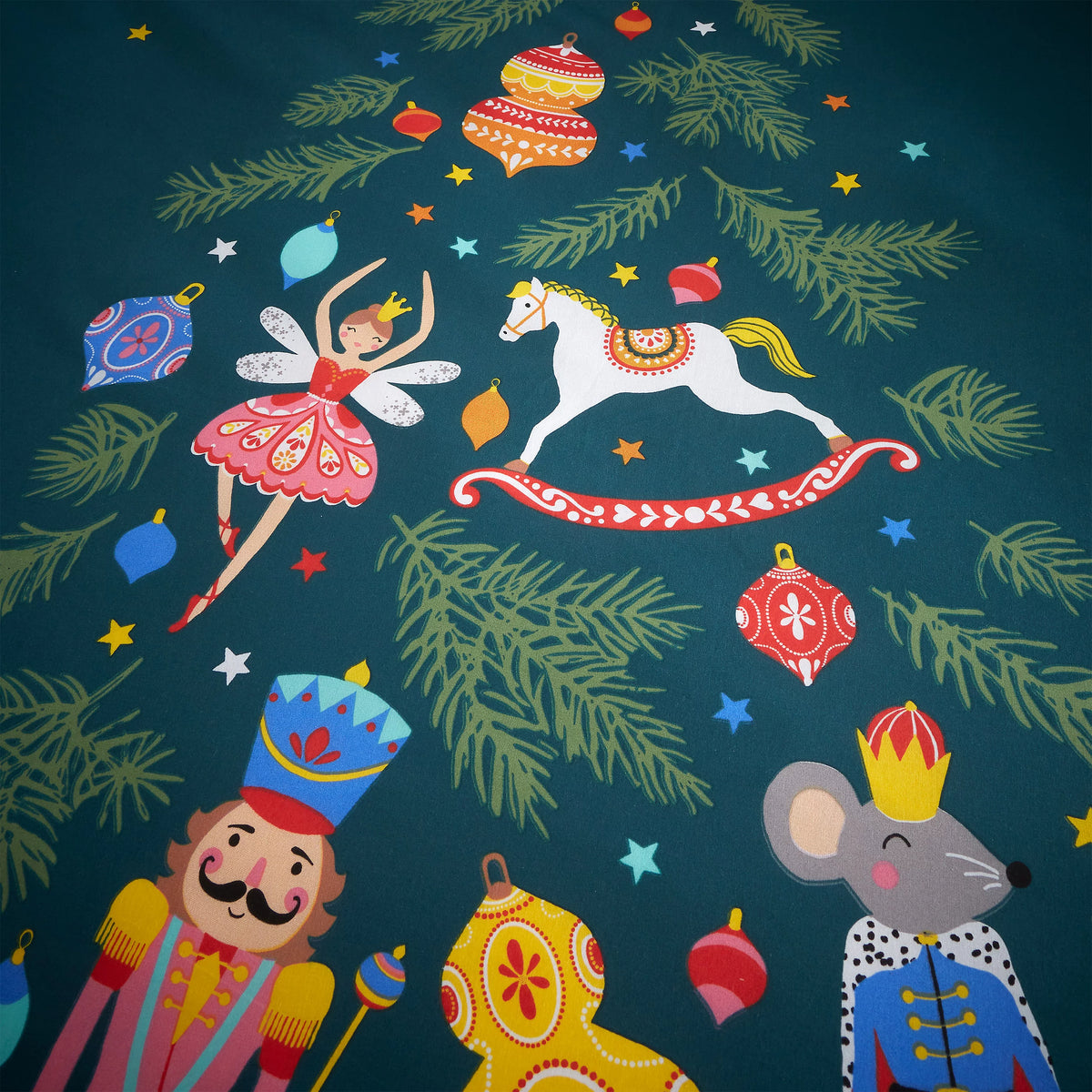Catherine Lansfield Christmas Nutcracker Green Duvet Cover Set