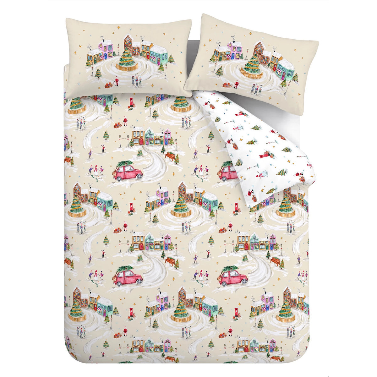 Catherine Lansfield Christmas Town Reversible Duvet Cover Set