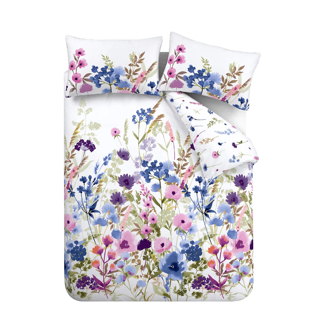Catherine Lansfield Countryside Floral Duvet Cover Set Pink / Blue