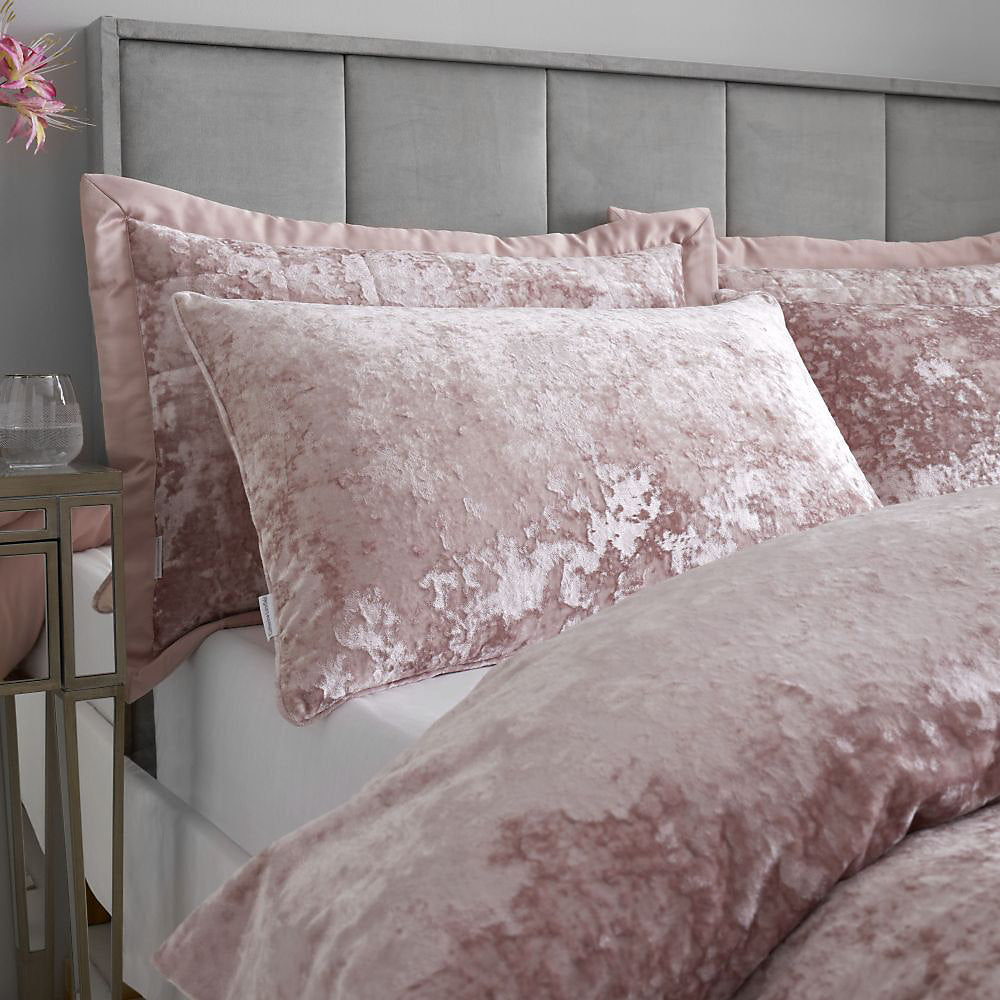 Catherine Lansfield Crushed Velvet Duvet Cover Set Blush Pink