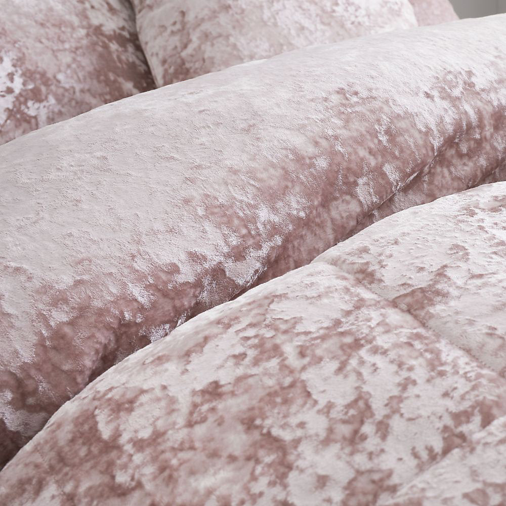 Catherine Lansfield Crushed Velvet Duvet Cover Set Blush Pink