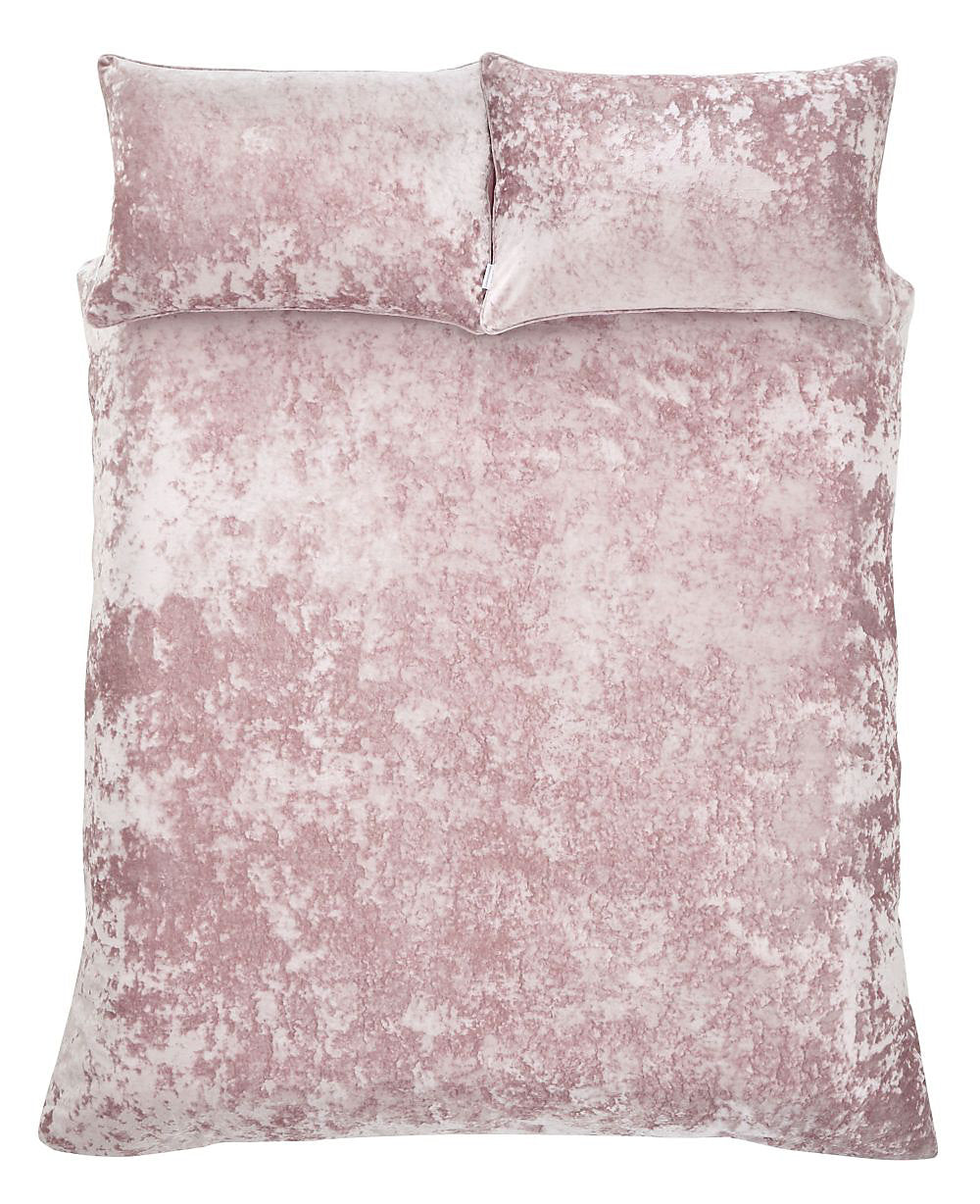 Catherine Lansfield Crushed Velvet Duvet Cover Set Blush Pink