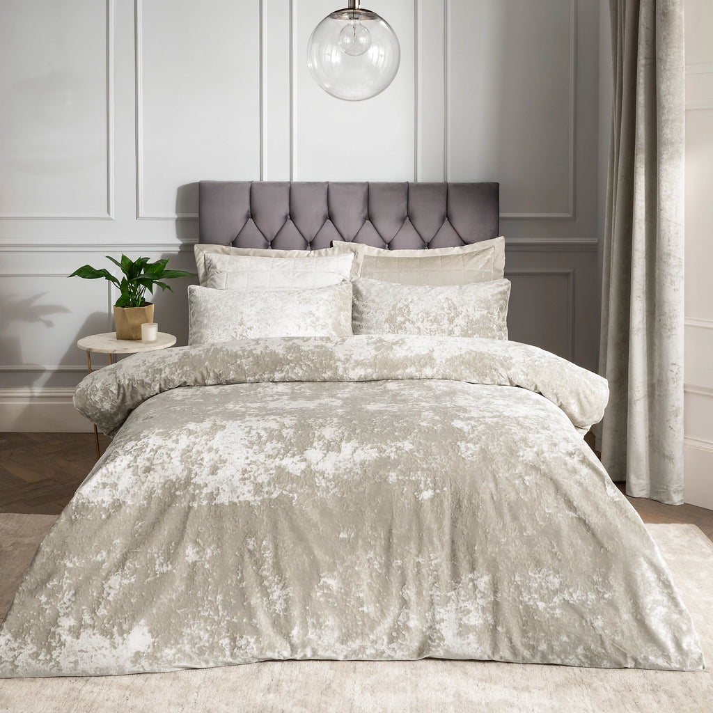 Catherine Lansfield Crushed Velvet Duvet Cover Set Natural